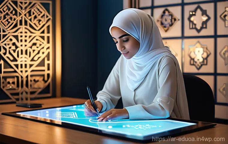 스킬 기반 교육 모델과 인공지능의 융합 - Image Prompt 1: Personalized AI Learning in an Arab Home**