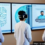 Home 23 스킬 기반 교육을 지원하는 최신 기술 동향 - A detailed scene of an Arab medical training center where diverse young professionals wearing modern...